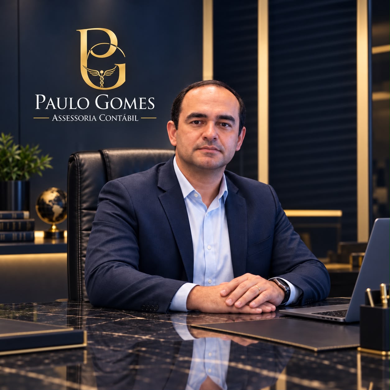 Paulo Gomes no escritório da PG Assessoria Contábil